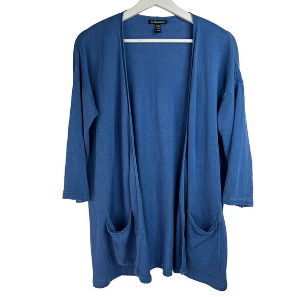 Eileen Fisher Size XS Cardigan Sweater Linen Cotton Blend Open Front Relax Fit - Picture 1 of 11